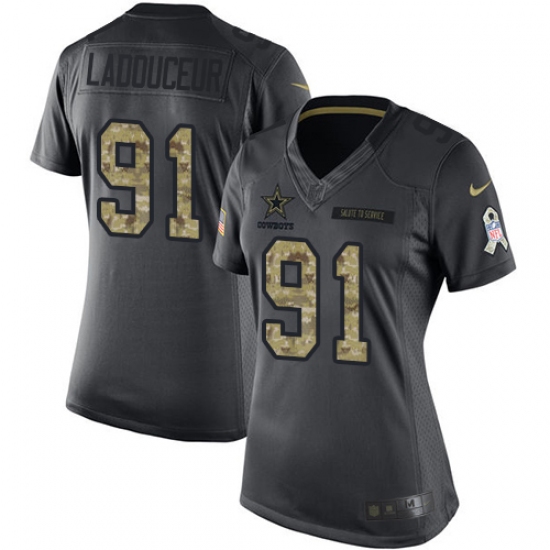 Women's Nike Dallas Cowboys 91 L. P. Ladouceur Limited Black 2016 Salute to Service NFL Jersey