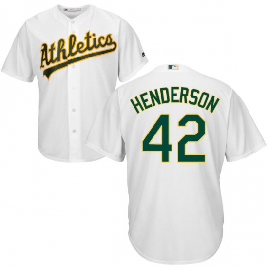 Youth Majestic Oakland Athletics 42 Dave Henderson Authentic White Home Cool Base MLB Jersey