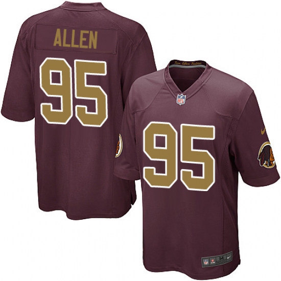 Men's Nike Washington Redskins 95 Jonathan Allen Game Burgundy Red/Gold Number Alternate 80TH Anniversary NFL Jersey