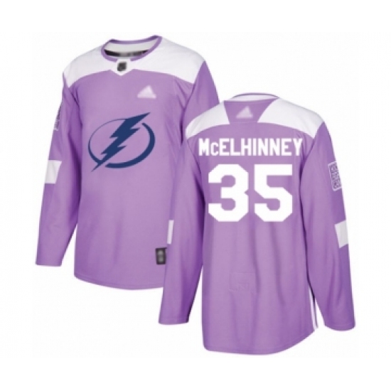 Men's Tampa Bay Lightning 35 Curtis McElhinney Authentic Purple Fights Cancer Practice Hockey Jersey