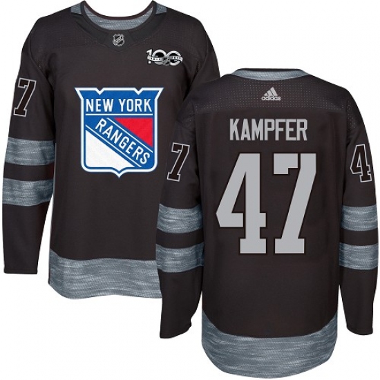 Men's Adidas New York Rangers 47 Steven Kampfer Authentic Black 1917-2017 100th Anniversary NHL Jersey