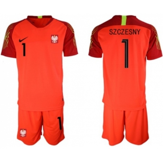 Poland 1 Szczesny Red Goalkeeper Soccer Country Jersey