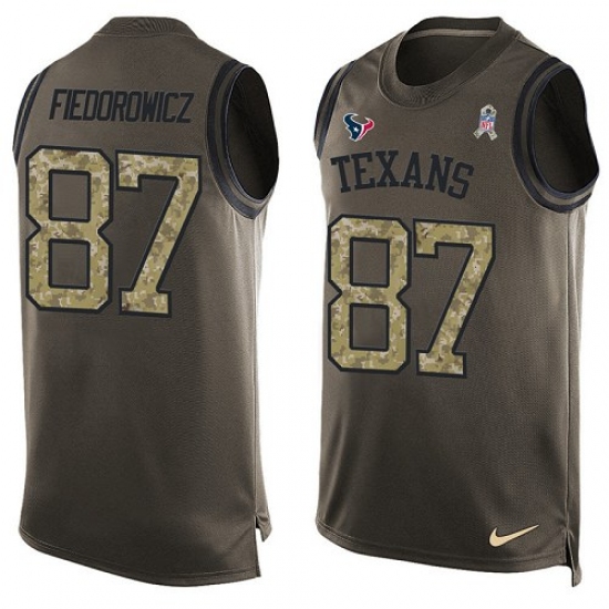 Men's Nike Houston Texans 87 C.J. Fiedorowicz Limited Green Salute to Service Tank Top NFL Jersey