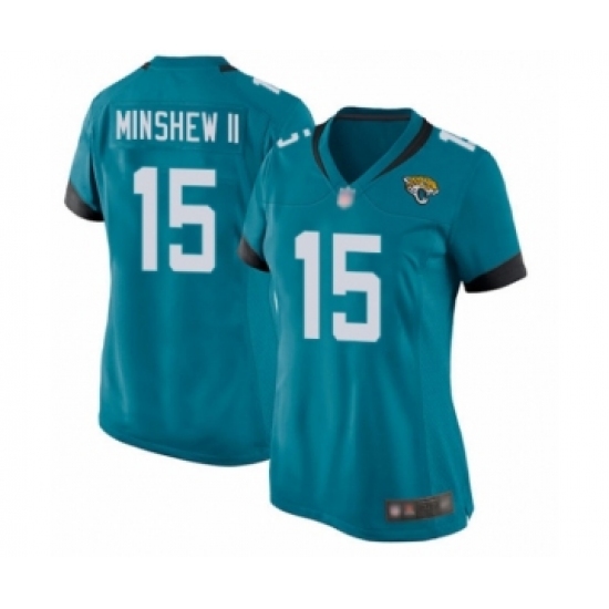 Women's Jacksonville Jaguars 15 Gardner Minshew II Game Teal Green Alternate Football Jersey