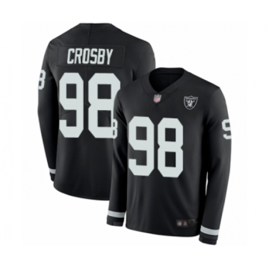 Youth Oakland Raiders 98 Maxx Crosby Limited Black Therma Long Sleeve Football Jersey