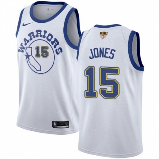 Youth Nike Golden State Warriors 15 Damian Jones Swingman White Hardwood Classics 2018 NBA Finals Bound NBA Jersey