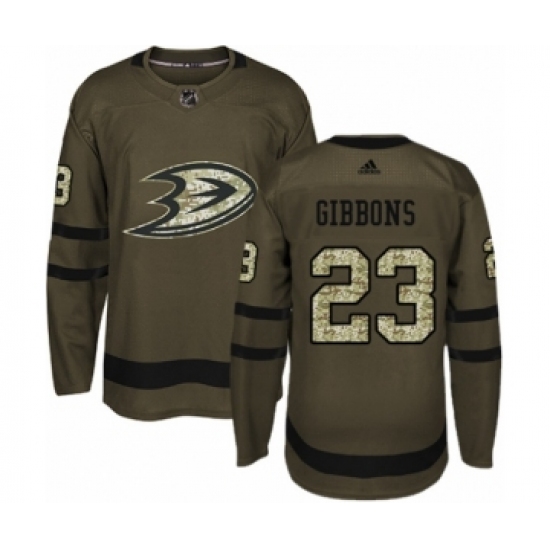 Men's Adidas Anaheim Ducks 23 Brian Gibbons Authentic Green Salute to Service NHL Jersey