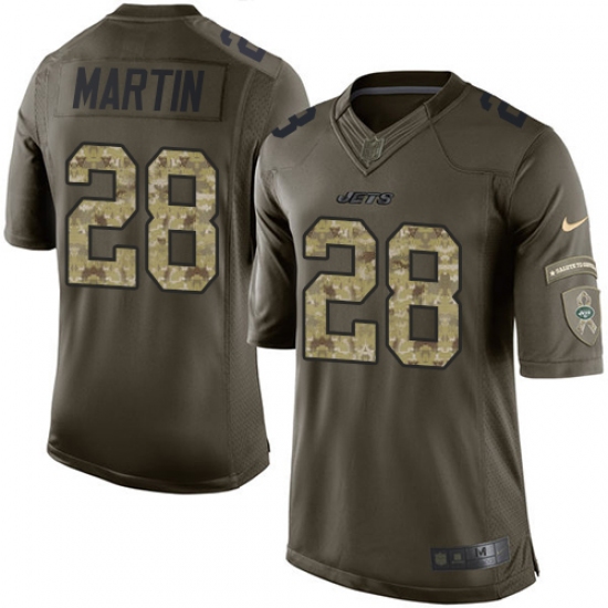 Men's Nike New York Jets 28 Curtis Martin Elite Green Salute to Service NFL Jersey