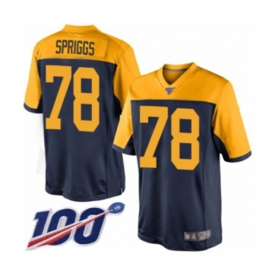 Men's Green Bay Packers 78 Jason Spriggs Limited Navy Blue Alternate 100th Season Football Jersey