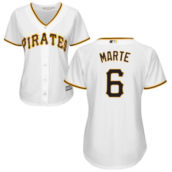 Women's Majestic Pittsburgh Pirates 6 Starling Marte Authentic White Home Cool Base MLB Jersey