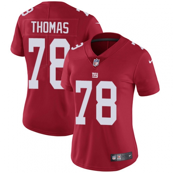 Women's New York Giants 78 Andrew Thomas Red Alternate Stitched NFL Vapor Untouchable Limited Jersey