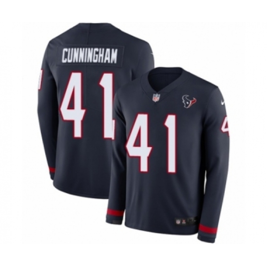 Youth Nike Houston Texans 41 Zach Cunningham Limited Navy Blue Therma Long Sleeve NFL Jersey