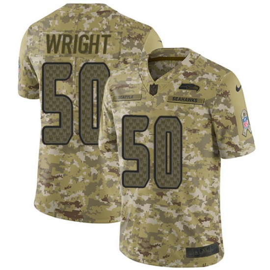 Men's Nike Seattle Seahawks 50 K.J. Wright Limited Camo 2018 Salute to Service NFL Jersey
