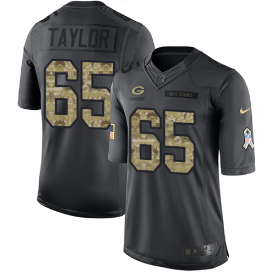 Men's Nike Green Bay Packers 65 Lane Taylor Limited Black 2016 Salute to Service NFL Jersey