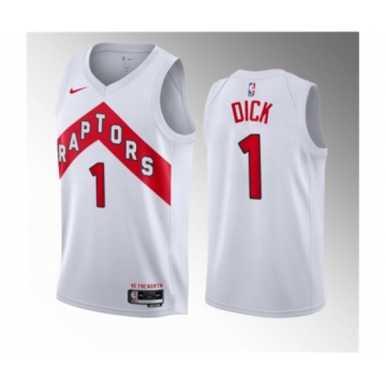 Men's Toronto Raptors 1 Gradey Dick White 2023 Draft Association Edition Stitched Basketball Jersey