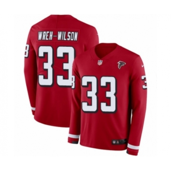 Men's Nike Atlanta Falcons 33 Blidi Wreh-Wilson Limited Red Therma Long Sleeve NFL Jersey