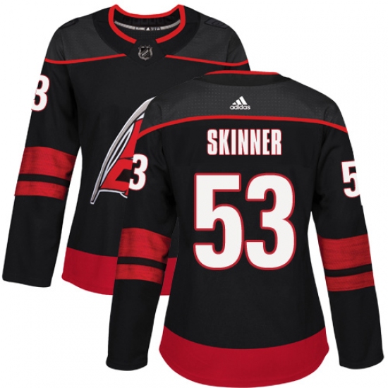 Women's Adidas Carolina Hurricanes 53 Jeff Skinner Authentic Black Alternate NHL Jersey