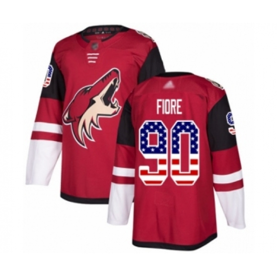 Men's Arizona Coyotes 90 Giovanni Fiore Authentic Red USA Flag Fashion Hockey Jersey