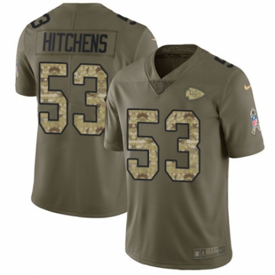 Youth Nike Kansas City Chiefs 53 Anthony Hitchens Limited Olive/Camo 2017 Salute to Service NFL Jersey