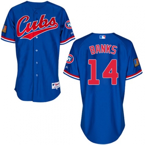 Men's Majestic Chicago Cubs 14 Ernie Banks Authentic Royal Blue 1994 Turn Back The Clock MLB Jersey