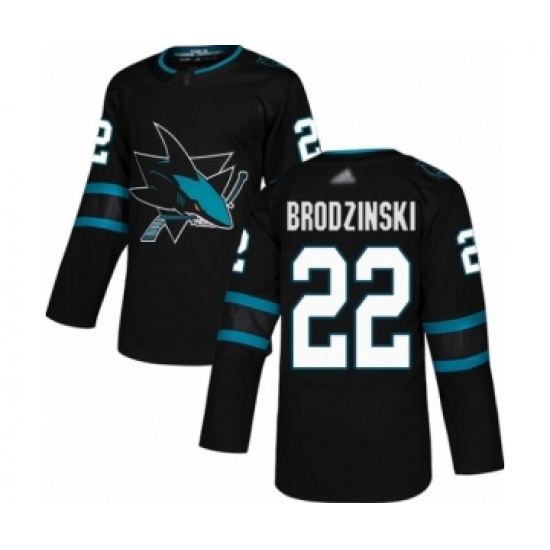 Men's San Jose Sharks 22 Jonny Brodzinski Authentic Black Alternate Hockey Jersey