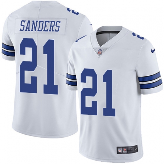 Men's Nike Dallas Cowboys 21 Deion Sanders White Vapor Untouchable Limited Player NFL Jersey