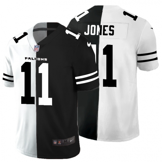Men's Atlanta Falcons 11 Julio Jones Black White Limited Split Fashion Football Jersey