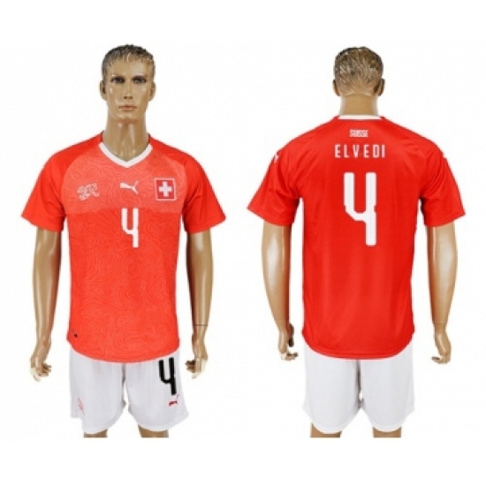 Switzerland 4 Elvedi Red Home Soccer Country Jersey