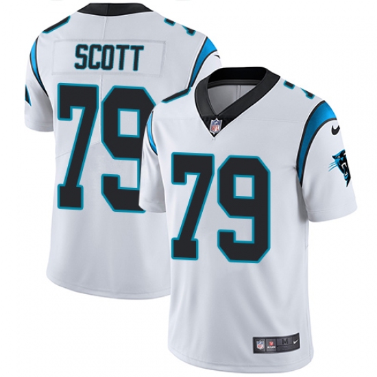 Men's Nike Carolina Panthers 79 Chris Scott White Vapor Untouchable Limited Player NFL Jersey