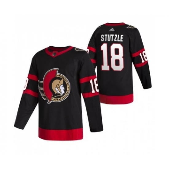 Men's Ottawa Senators 18 Tim Stutzle 2021 Black Stitched NHL Home Jersey