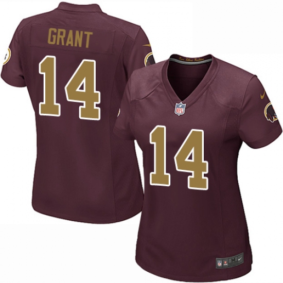 Women's Nike Washington Redskins 14 Ryan Grant Game Burgundy Red/Gold Number Alternate 80TH Anniversary NFL Jersey