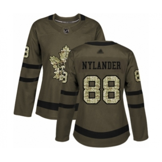 Women's Toronto Maple Leafs 88 William Nylander Authentic Green Salute to Service Hockey Jersey