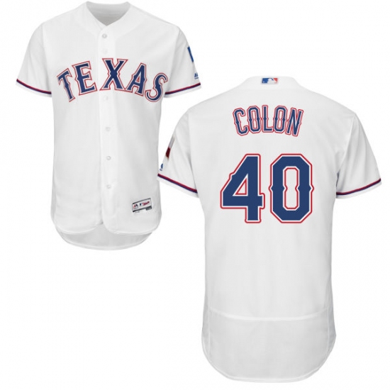 Men's Majestic Texas Rangers 40 Bartolo Colon White Home Flex Base Authentic Collection MLB Jersey