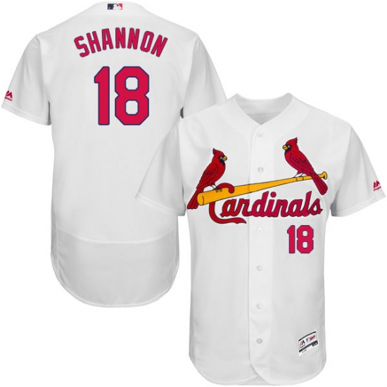 Men's Majestic St. Louis Cardinals 18 Mike Shannon White Home Flex Base Authentic Collection MLB Jersey