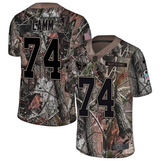 Youth Nike Houston Texans 74 Kendall Lamm Limited Camo Rush Realtree NFL Jersey