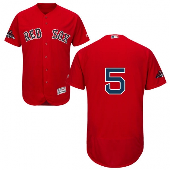 Men's Majestic Boston Red Sox 5 Nomar Garciaparra Red Alternate Flex Base Authentic Collection 2018 World Series Champions MLB Jersey