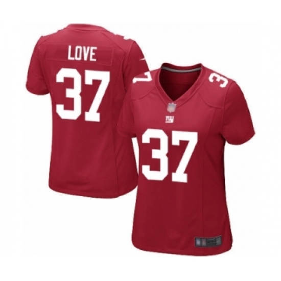 Women's New York Giants 37 Julian Love Game Red Alternate Football Jersey