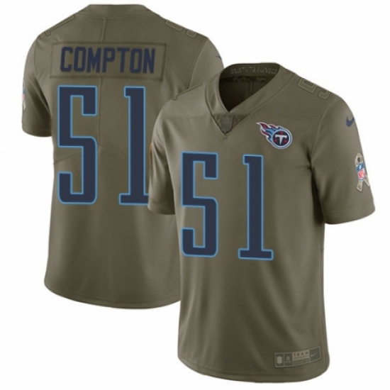 Men's Nike Tennessee Titans 51 Will Compton Limited Olive 2017 Salute to Service NFL Jersey