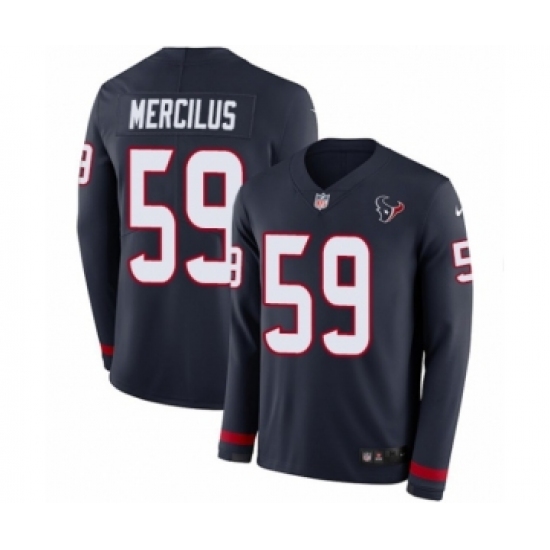 Men's Nike Houston Texans 59 Whitney Mercilus Limited Navy Blue Therma Long Sleeve NFL Jersey