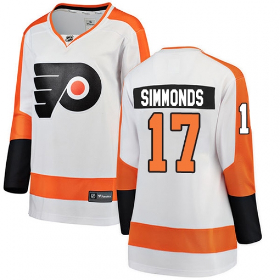 Women's Philadelphia Flyers 17 Wayne Simmonds Fanatics Branded White Away Breakaway NHL Jersey