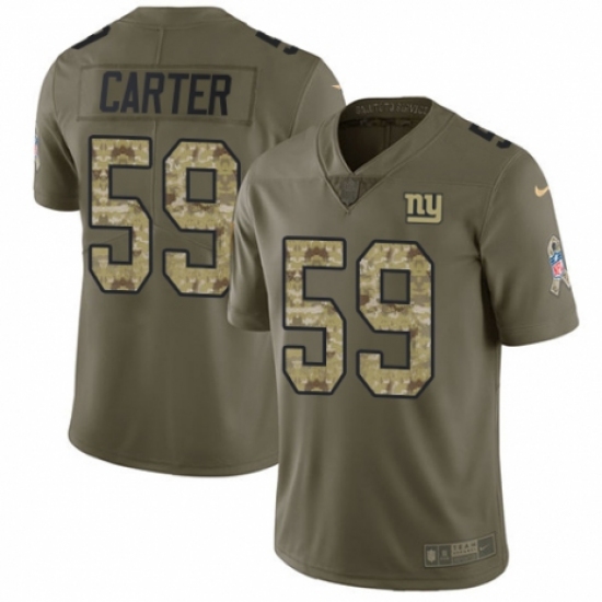 Youth Nike New York Giants 59 Lorenzo Carter Limited Olive/Camo 2017 Salute to Service NFL Jersey