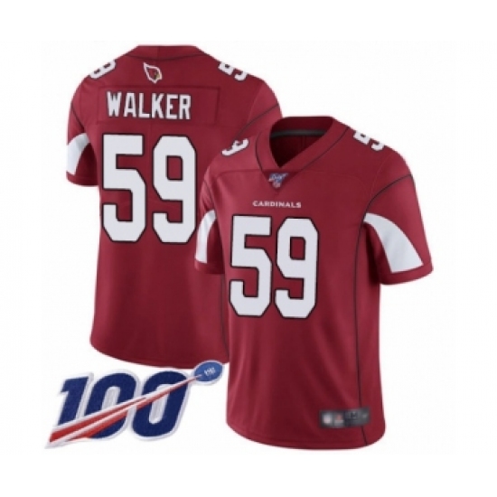 Men's Arizona Cardinals 59 Joe Walker Red Team Color Vapor Untouchable Limited Player 100th Season Football Jersey