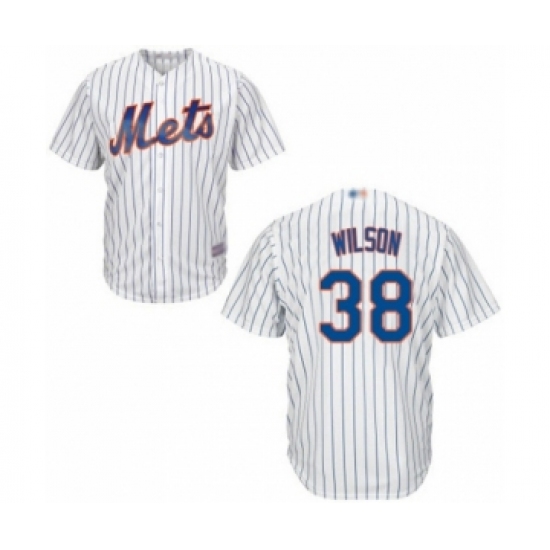 Youth New York Mets 38 Justin Wilson Authentic White Home Cool Base Baseball Player Jersey