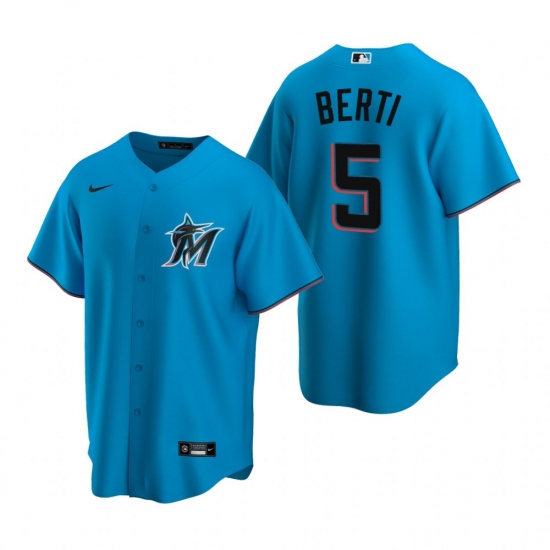 Men's Nike Miami Marlins 5 Jon Berti Blue Alternate Stitched Baseball Jersey