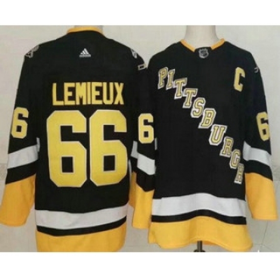 Men's Pittsburgh Penguins 66 Mario Lemieux Black Alternate Authentic Jersey