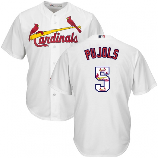 Men's Majestic St. Louis Cardinals 5 Albert Pujols Authentic White Team Logo Fashion Cool Base MLB Jersey