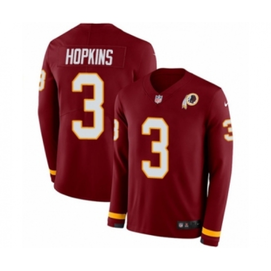 Men's Nike Washington Redskins 3 Dustin Hopkins Limited Burgundy Therma Long Sleeve NFL Jersey