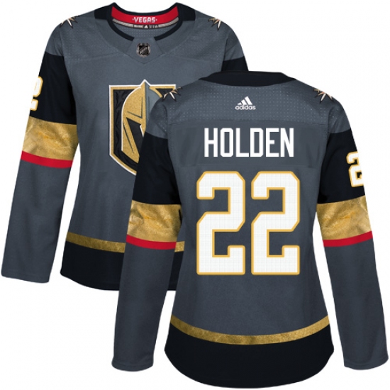 Women's Adidas Vegas Golden Knights 22 Nick Holden Authentic Gray Home NHL Jersey