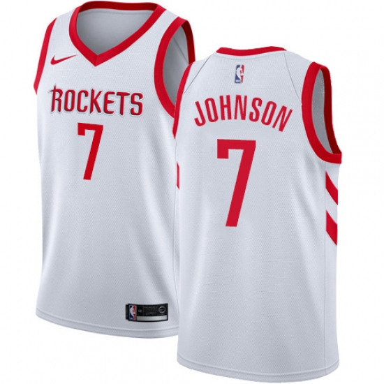 Men's Nike Houston Rockets 7 Joe Johnson Authentic White NBA Jersey - Association Edition