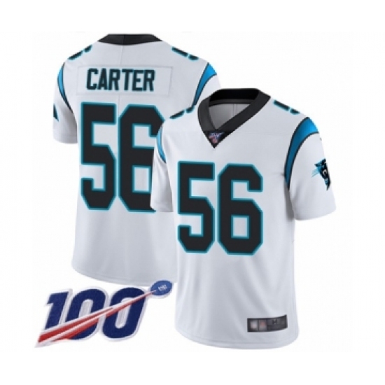 Youth Carolina Panthers 56 Jermaine Carter White Vapor Untouchable Limited Player 100th Season Football Jersey